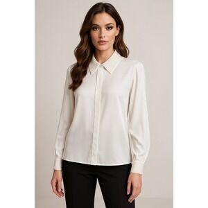 Claudia Richard Blouse Women 14 White Pearl Formal Elegant Classic Shirt Vintage